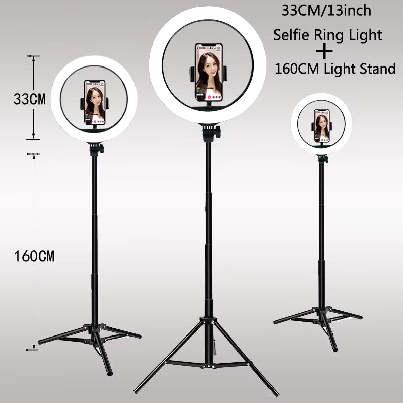 Dimmable LED Ring Light with Adjustable Tripod Stand