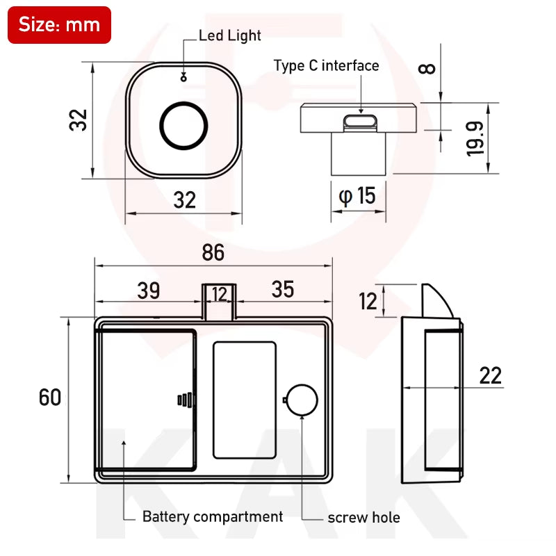 KAK Biometric Fingerprint Lock – Keyless Smart Cabinet & Drawer Lock, Anti-Theft Door Lock with Long Standby Time