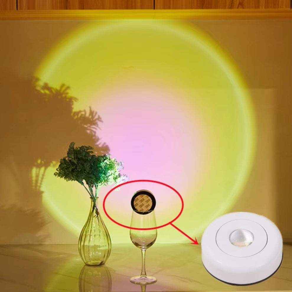 Battery-Powered Touch LED Cabinet Lights – Stick-On Sunset Lamp for Kitchen, Bedroom, Closet, Cupboard, and Night Light Decoration