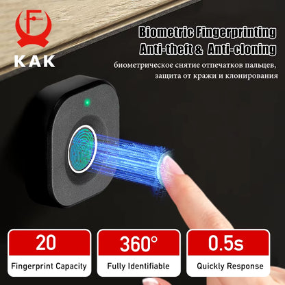 KAK Biometric Fingerprint Lock – Keyless Smart Cabinet & Drawer Lock, Anti-Theft Door Lock with Long Standby Time