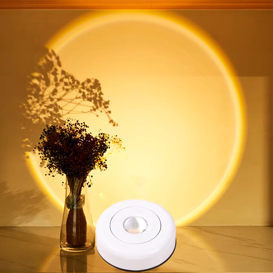 Battery-Powered Touch LED Cabinet Lights – Stick-On Sunset Lamp for Kitchen, Bedroom, Closet, Cupboard, and Night Light Decoration