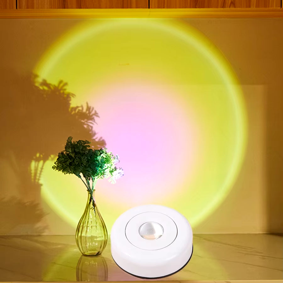 Battery-Powered Touch LED Cabinet Lights – Stick-On Sunset Lamp for Kitchen, Bedroom, Closet, Cupboard, and Night Light Decoration