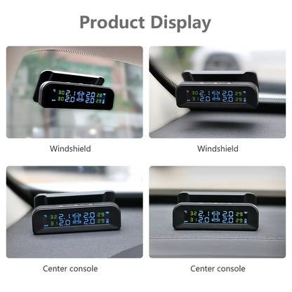 TPMS Car Tire Pressure Alarm Monitor System Automatic Brightness Control Wireless Solar Power 4 Sensors Decoration Accessories