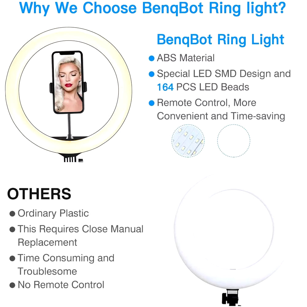 Dimmable LED Ring Light with Adjustable Tripod Stand