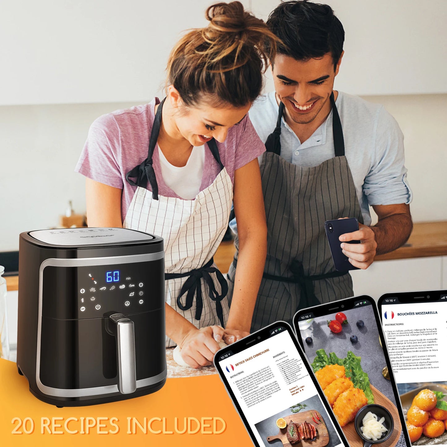 7L Smart Air Fryer - WiFi Control and LED Touch Panel