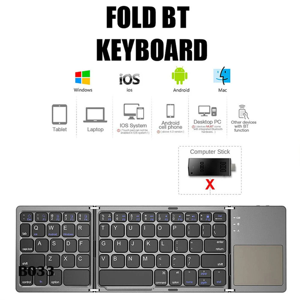 Mini Wireless Bluetooth Keyboard - Android, iPad  & iPhone