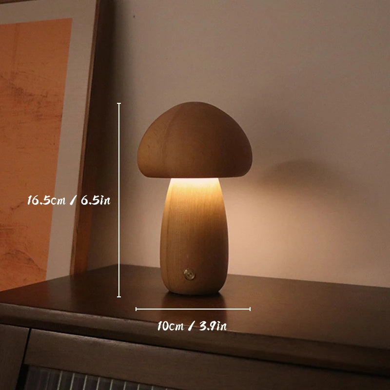 Wooden Mushroom Night Light