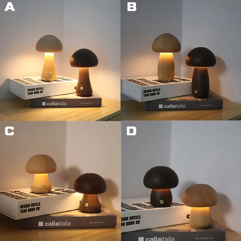 Wooden Mushroom Night Light