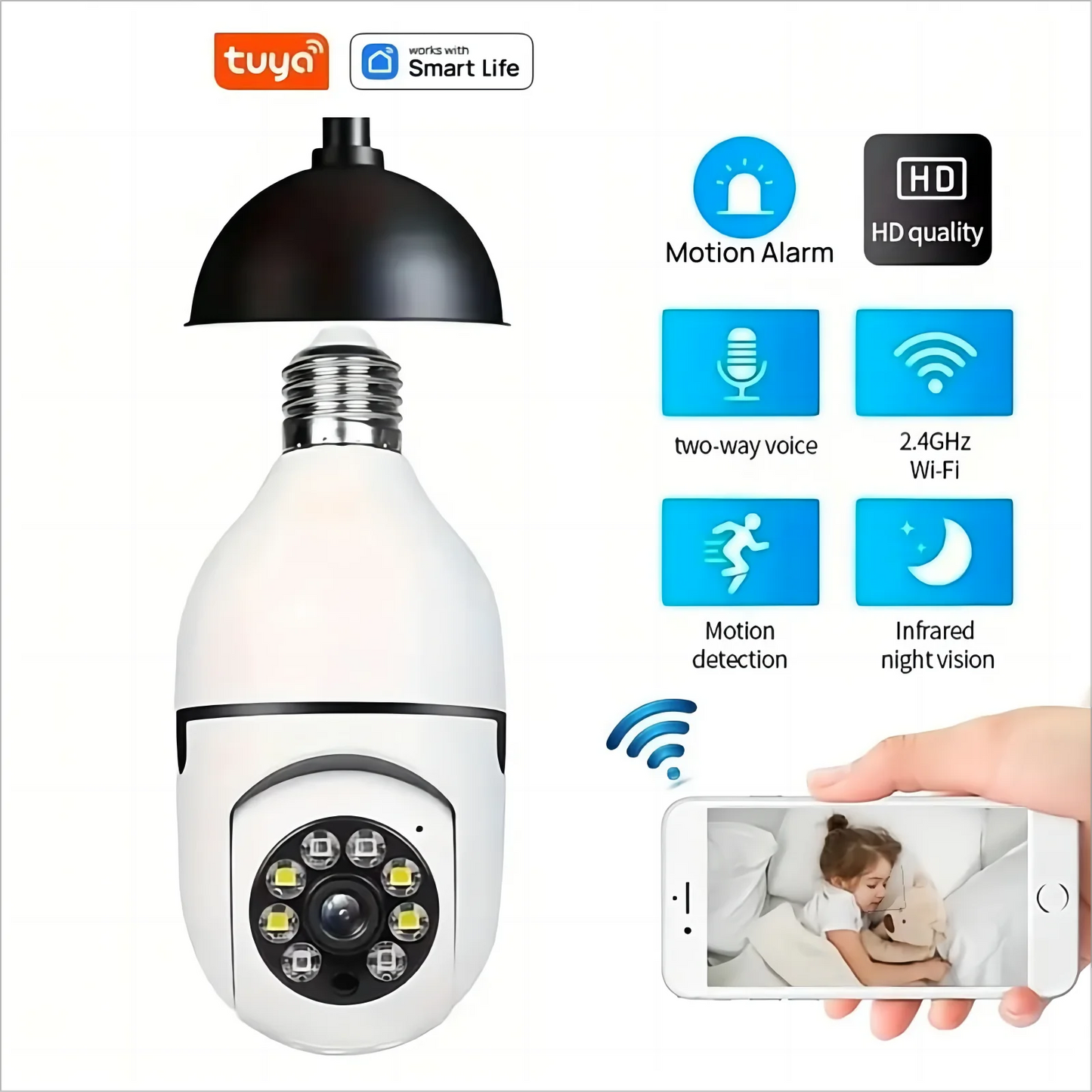 Smart Bulb Surveillance Camera – Night Security with Motion Detection