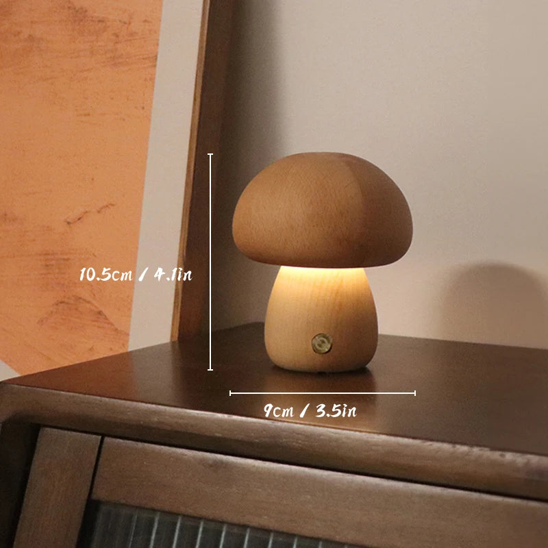 Wooden Mushroom Night Light