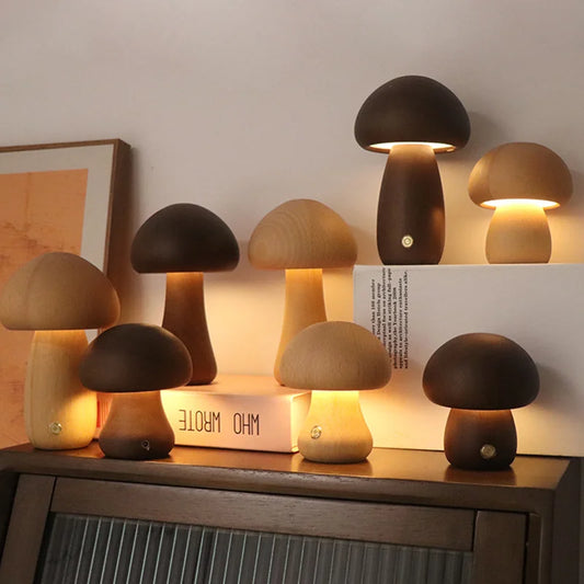 Wooden Mushroom Night Light